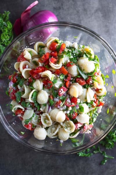 Spinach Pasta Salad With Feta And Tomato Peas And Crayons