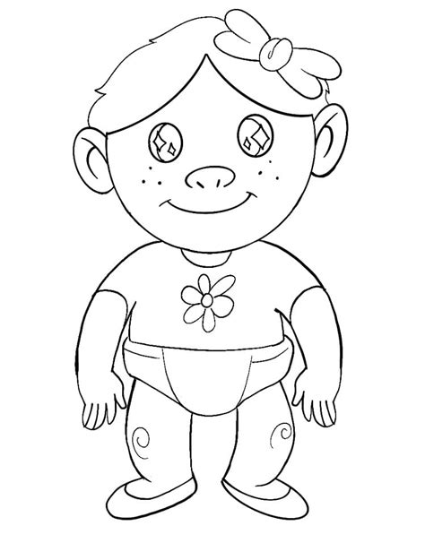 Baby Girl Waving Hand Coloring Page Free Printable Coloring Pages For