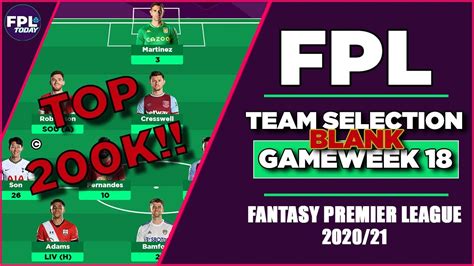 Fpl Team Selection Blank Gameweek Top K Gw Potential