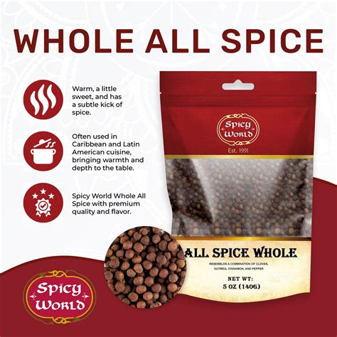 Allspice Whole Berries 5 Ounce Hyz01 Bag By Spicy World All Spice All Spice Pimento