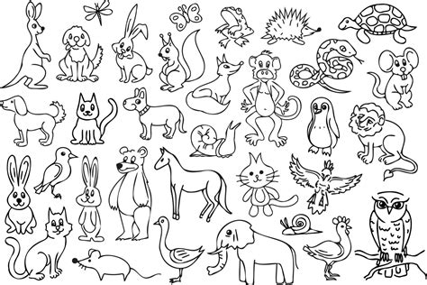 Vector Outline Animal Illustration Set 3362527 Vector Art At Vecteezy