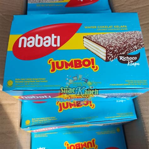 Jual Nabati Chocolate Coated Coconut Jumbo Wafer Coklat Kelapa Box Isi