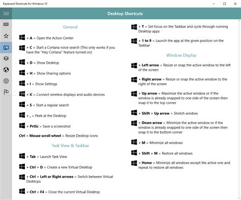 Keyboard Shortcuts for Windows 10 1.1.0.0 - Download, Review, Screenshots