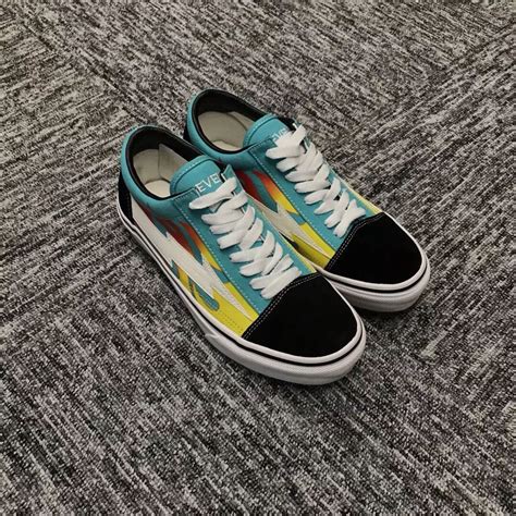 Vans Old Skool Revenge X Storm Blue Yellow Flame Revs 010 Yellow