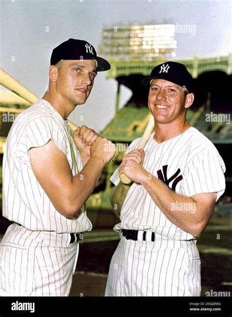 Mickey Mantle Right And Roger Maris Pose In Their New York Yankees