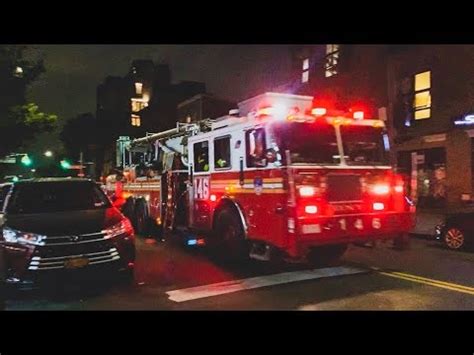 Fdny Tower Ladder Responding In Williamsburg Brooklyn Youtube