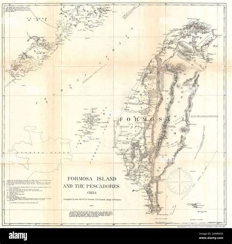 Formosa Island and the Pescadores China (1870 Le Gendre Map of Taiwan or Formosa Stock Photo - Alamy