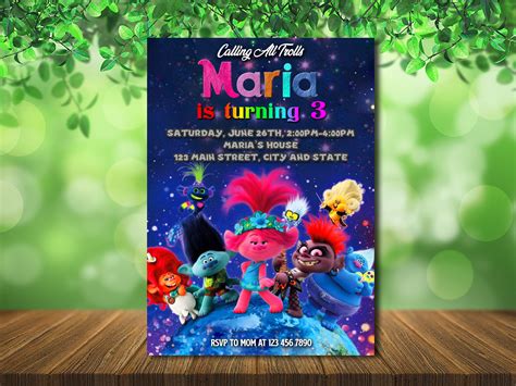 Trolls 2 World Tour Birthday Invitation Trolls 2 World Digital