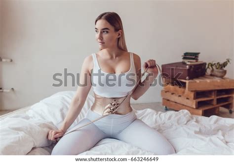Sexy Blonde Woman Big Breasts White Stock Photo 663246649 Shutterstock