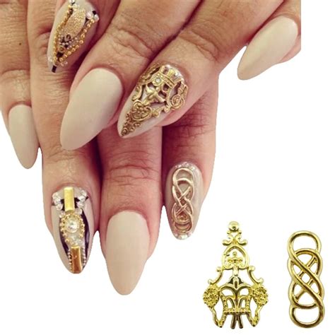 10pcs Alloy Nail Art Gold Silver 3d Nails Decorations New Arrive