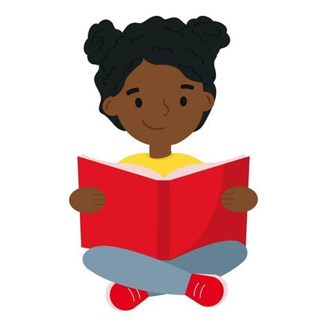 Cute African American girl reading a book. Happy black student. Black ...