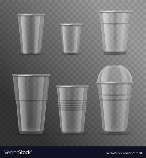 Realistic Detailed 3d Plastic Cups Template Mockup