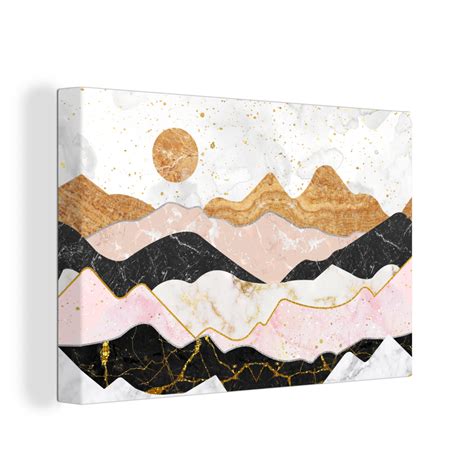 Muchowow Tableau Sur Toile Marbre Or Pastel Decoration Murale