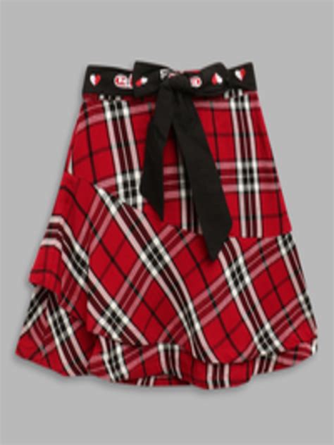 Buy Elle Girls Red And Black Checked Flared Mini Skirt Skirts For Girls