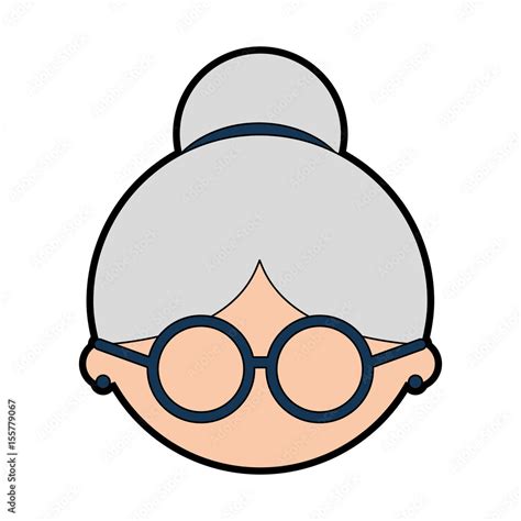 Cute Grandmother Head Avatar Character Vector Illustration Design Stock