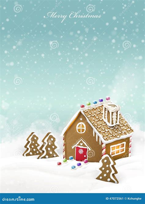 Lovely Christmas Gingerbread House Stock Vector Illustration Of