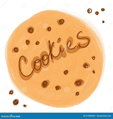 Cookie With Chocolate Crisps Bitten Broken Cookie Crumbs In Cartoon