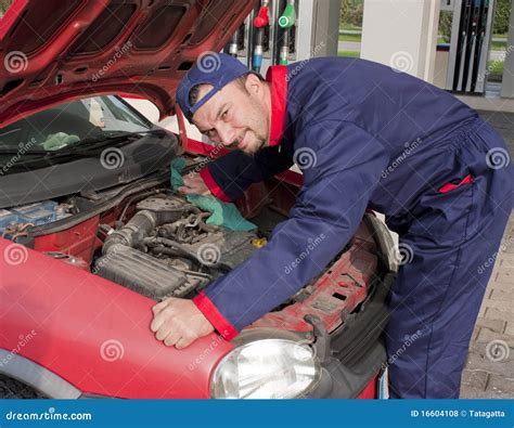 Mechanic Checking Engine Stock Photo Image Of Vehicle 16604108