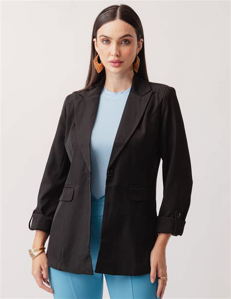 Blazer Botões Alfaiataria Preto Sangue Latino