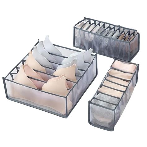 3pcs Underwear Storage Organizer Box 6 7 11 Socks Scarf Bra Grid