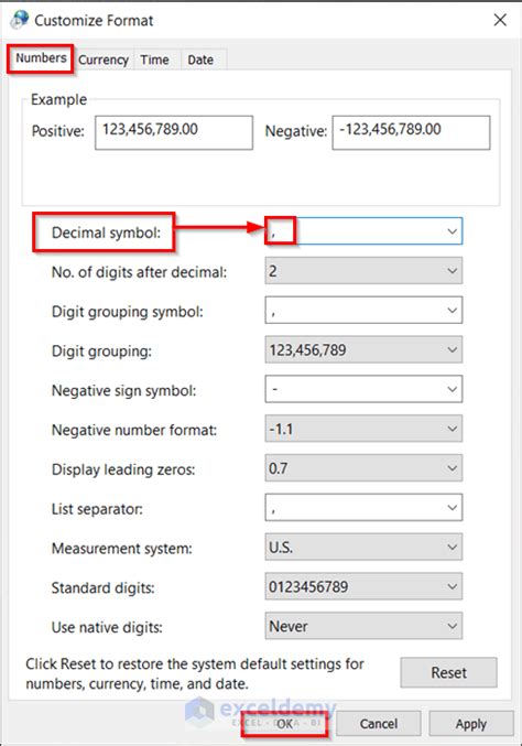 How To Change The Decimal Separator In Excel Methods