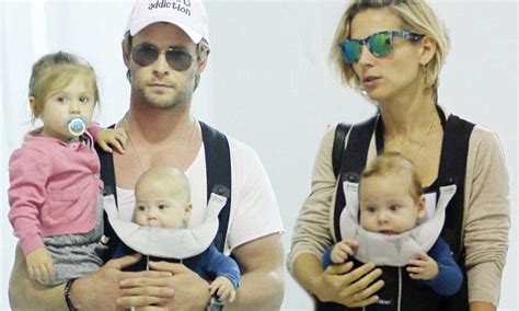 Chris Hemsworth And Wife Elsa Pataky Juggle Their Three Babies At Lax