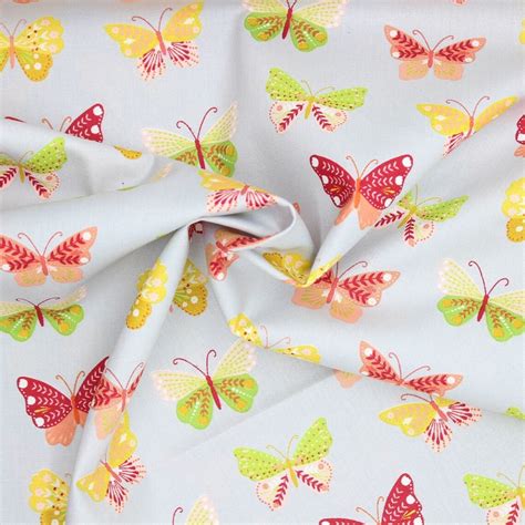 Cotton Fabric Butterflies Etsy