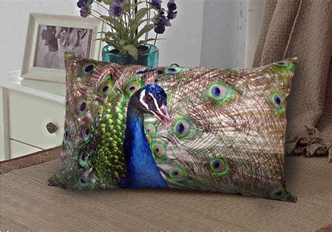 Long High Quality Velvet Colorful Peacocks Feathers Cushion Case