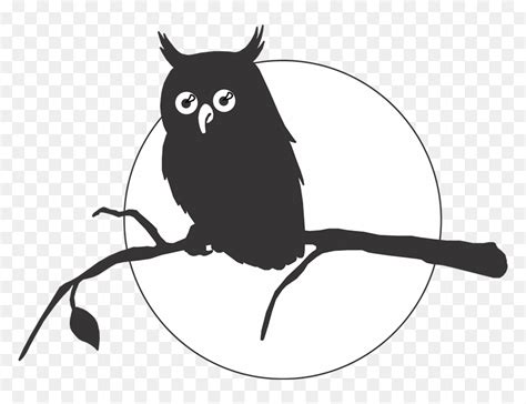 Owl Silhouette Drawing Clip Art - Shadow Of Owl On Branch, HD Png ...