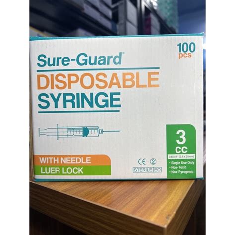 BOX 3cc Syringe SurrMEd SURE GUARD Indoplas Cardinal Care Luer