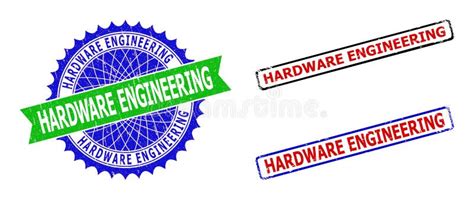 Hardware Engineering Rosette And Rectangle Bicolor Badges With Unclean