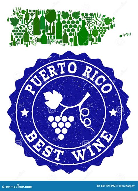 Composición Del Mapa Del Vino De La Uva De Puerto Rico Y Del Mejor