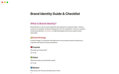 Brand Identity Guide Checklist Mini Content Creation Strategy