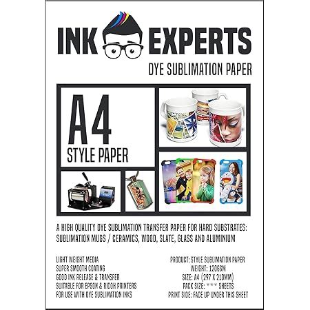 A SUB Papier de sublimation A4 210x297 mm 100 feuilles 125 g m²