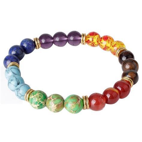 Colorful Mens Womens 7 Stone Chakra Healing Reiki Prayer Bead Bracelet