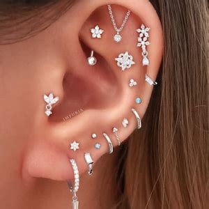 Helix Earring Stud Cartilage Piercing Jewelry Tragus Etsy