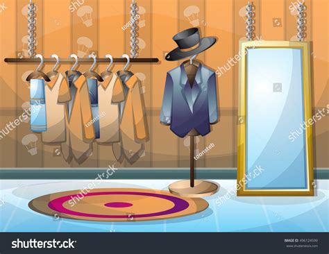 Cartoon Vector Illustration Interior Clothing Room Stock Vector ...