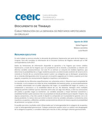 Principales Conclusiones Documento De Trabajo Caracterizaci N De La