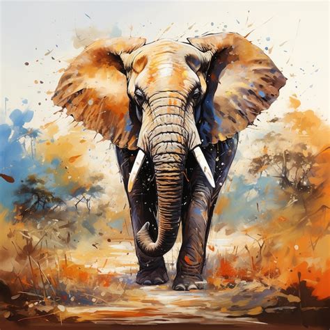 Premium Ai Image Abstract Elephant Painting With Colorful Paint Splashes