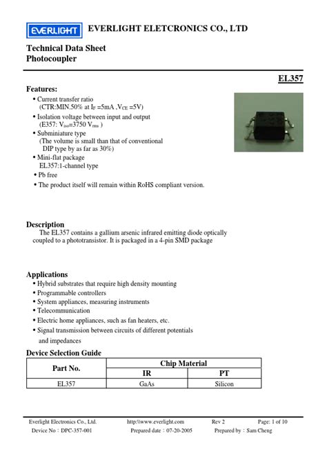 EL357 Photocoupler Datasheet Distributor Stock And Best Price