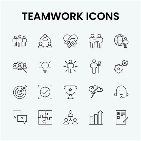 Teamwork Icon Set Business Teamwork Team Building Work Group And