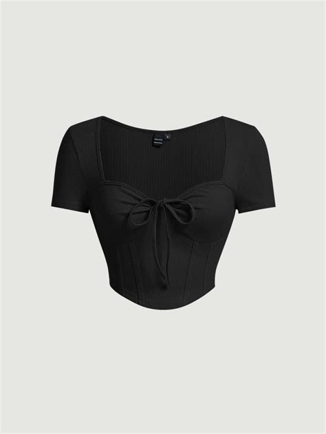 Black Casual Collar Short Sleeve Knitted Fabric Plain Embellished