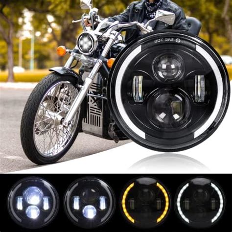 Faro H4 Led para Moto y Jeep 7 Redondo Faros Delantero Led Ojos Ángel