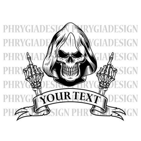 Grim Reaper Svg Skull Middle Finger Svg Png Skull Svg Inspire Uplift