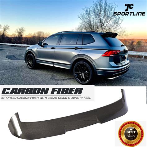 Rear Roof Spoiler Wing For Volkswagen Vw Tiguan 18 19 Carbon Fiber Gloss Black Ebay