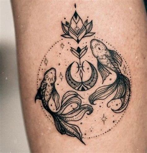 Fish And Water Lily Tattoo For Pisces Pisces Symbol And Constellation