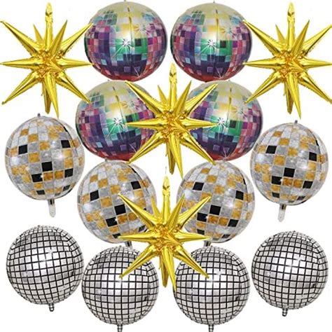 Pcs Disco Ball Balloons Huge Gold Explosion Star Aluminum Foil