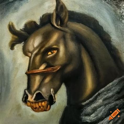 Headless Horseman Depicted In An Oil Painting On Craiyon