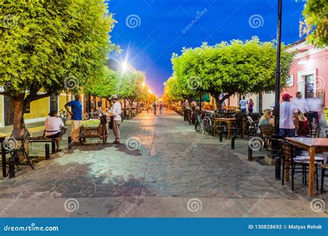 GRANADA NICARAGUA APRIL 27 2016 Night View Of Pedestrian Street