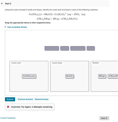 Solved Part C Using The Lewis Concept Of Acids And Bases Chegg